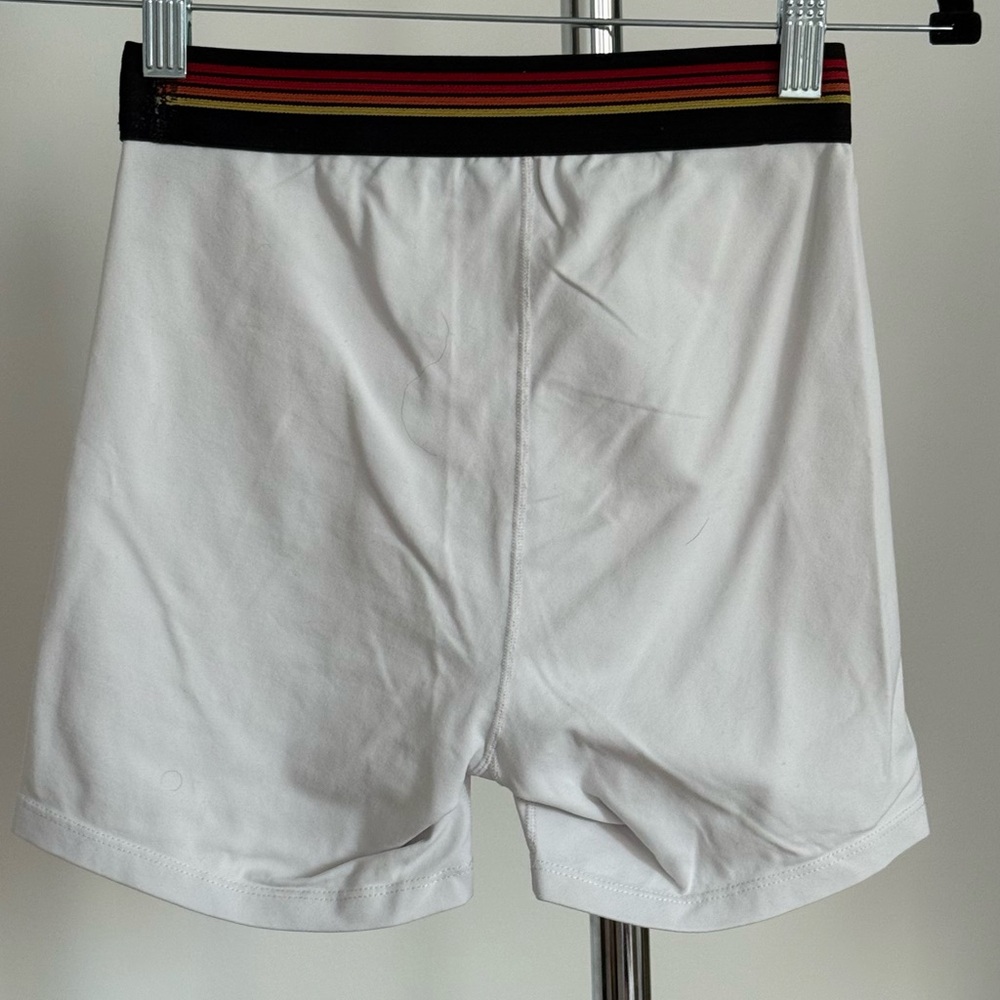Aviator Nation 4 logo rainbow stripe set, elastic bra+biker shorts, white-size S - Picture 10 of 16